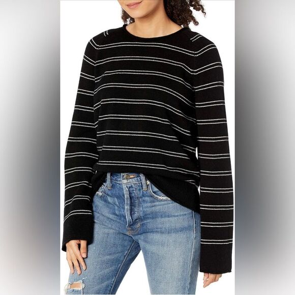 Vince Sweaters - Vince Railroad Stripe Wool Cashmere Long Sleeve Sweater XXS